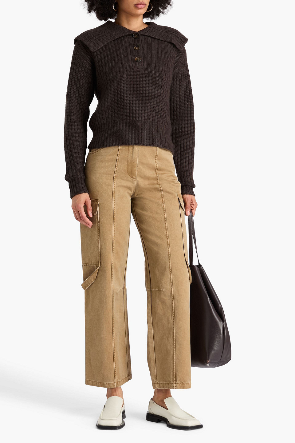  Autumn Cashmere - Pullover Aus Rippstrick Mit Polokragen - Braun - S 