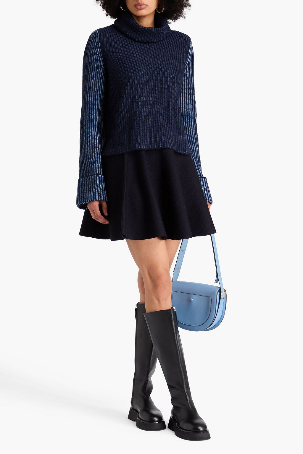 AUTUMN CASHMERE Rollkragenpullover aus Rippstrick in Colour-Block-Optik