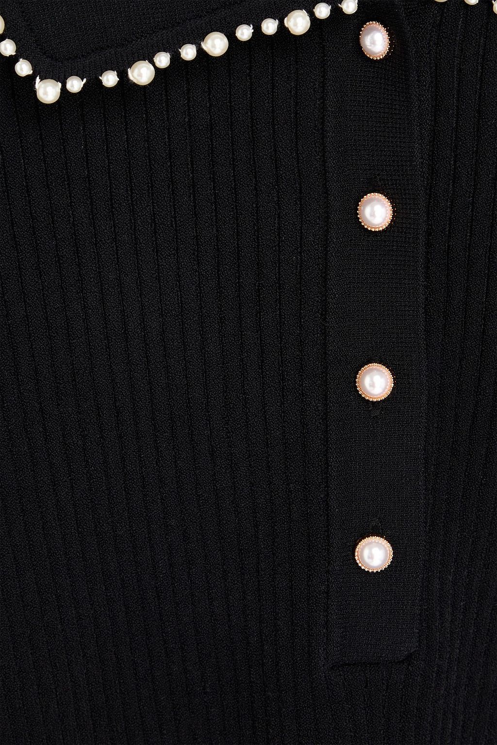 AUTUMN CASHMERE Poloshirt aus Rippstrick mit Kunstperlen