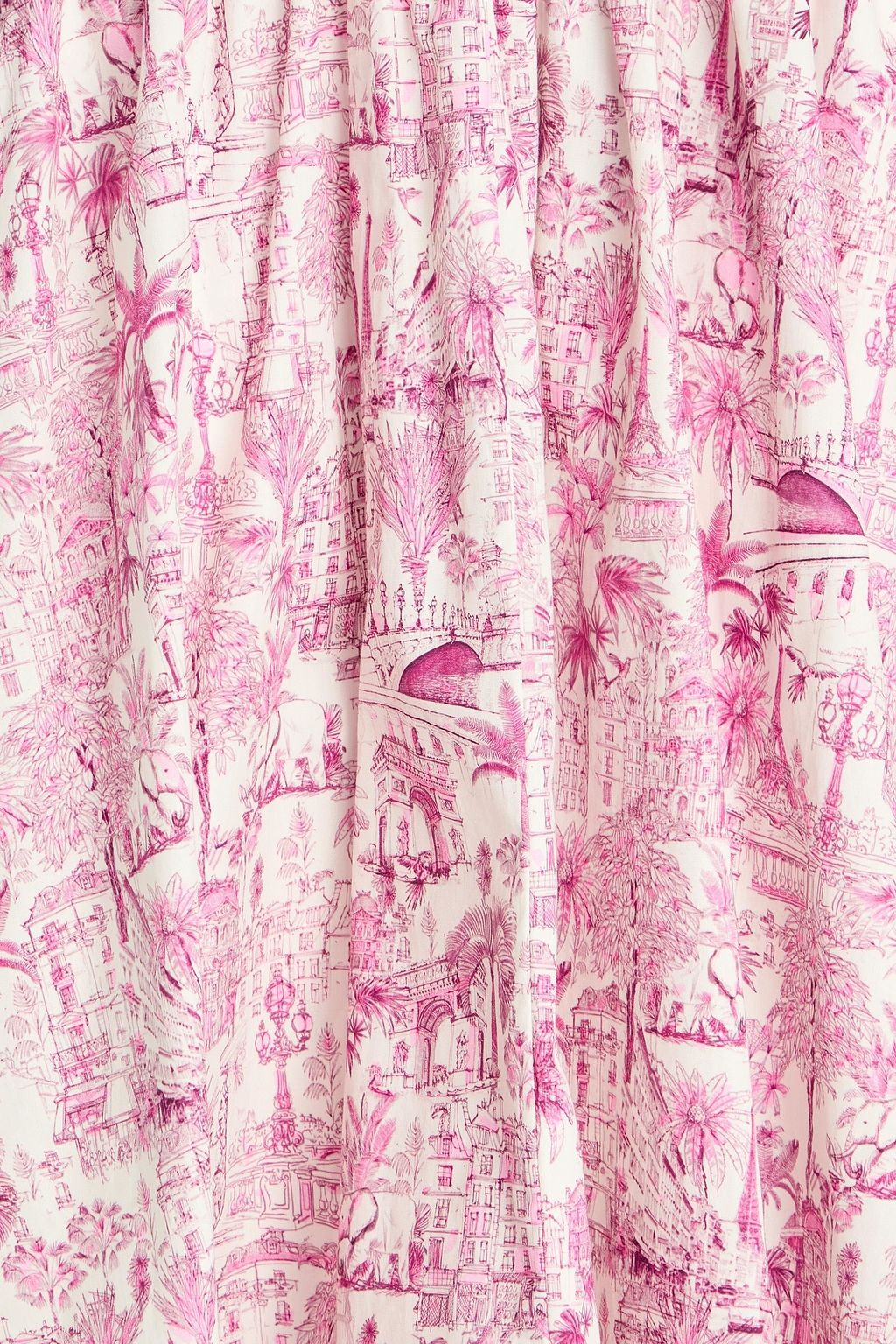 MAJE Shirred printed cotton midi skirt