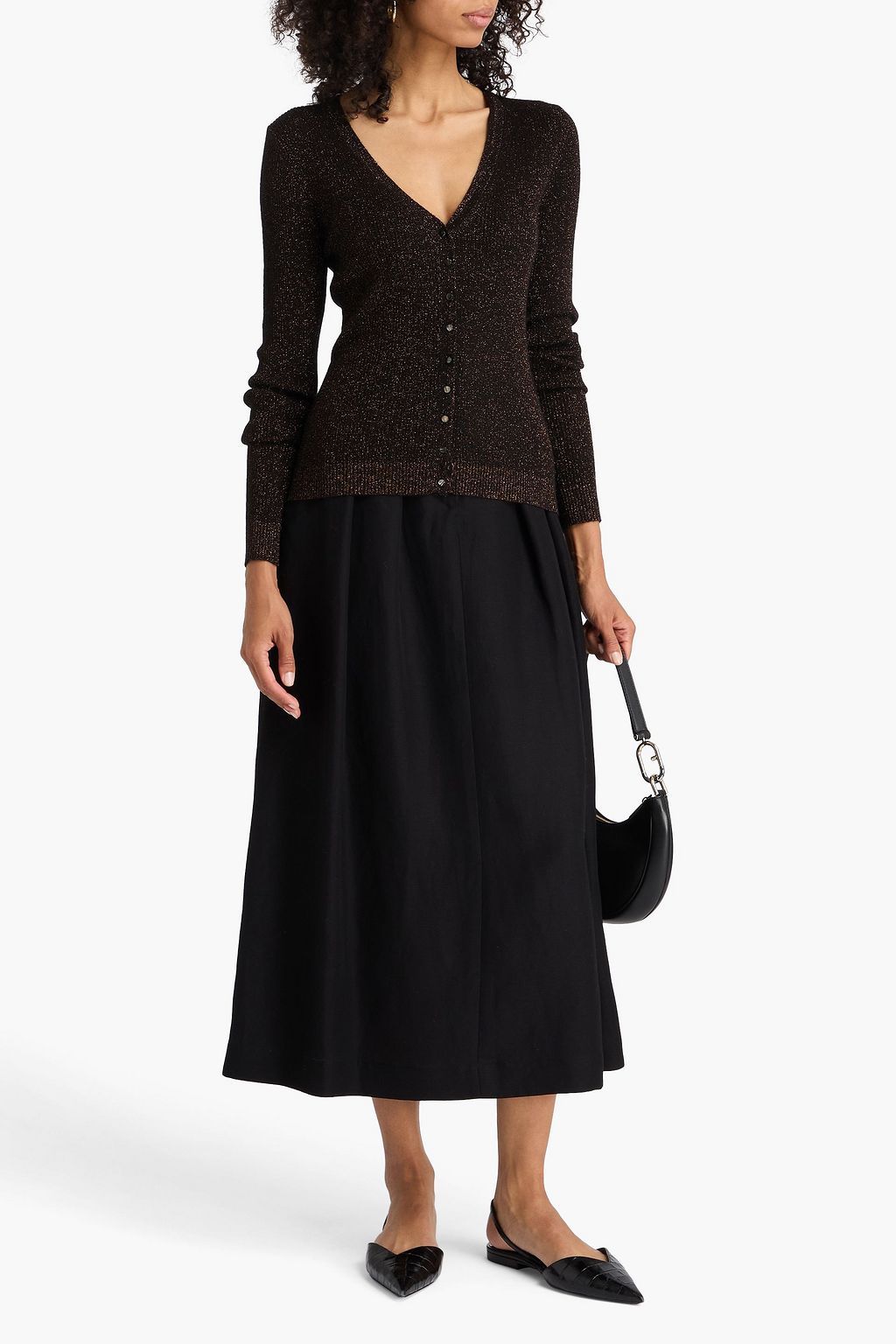 AUTUMN CASHMERE Metallic cashmere-blend cardigan