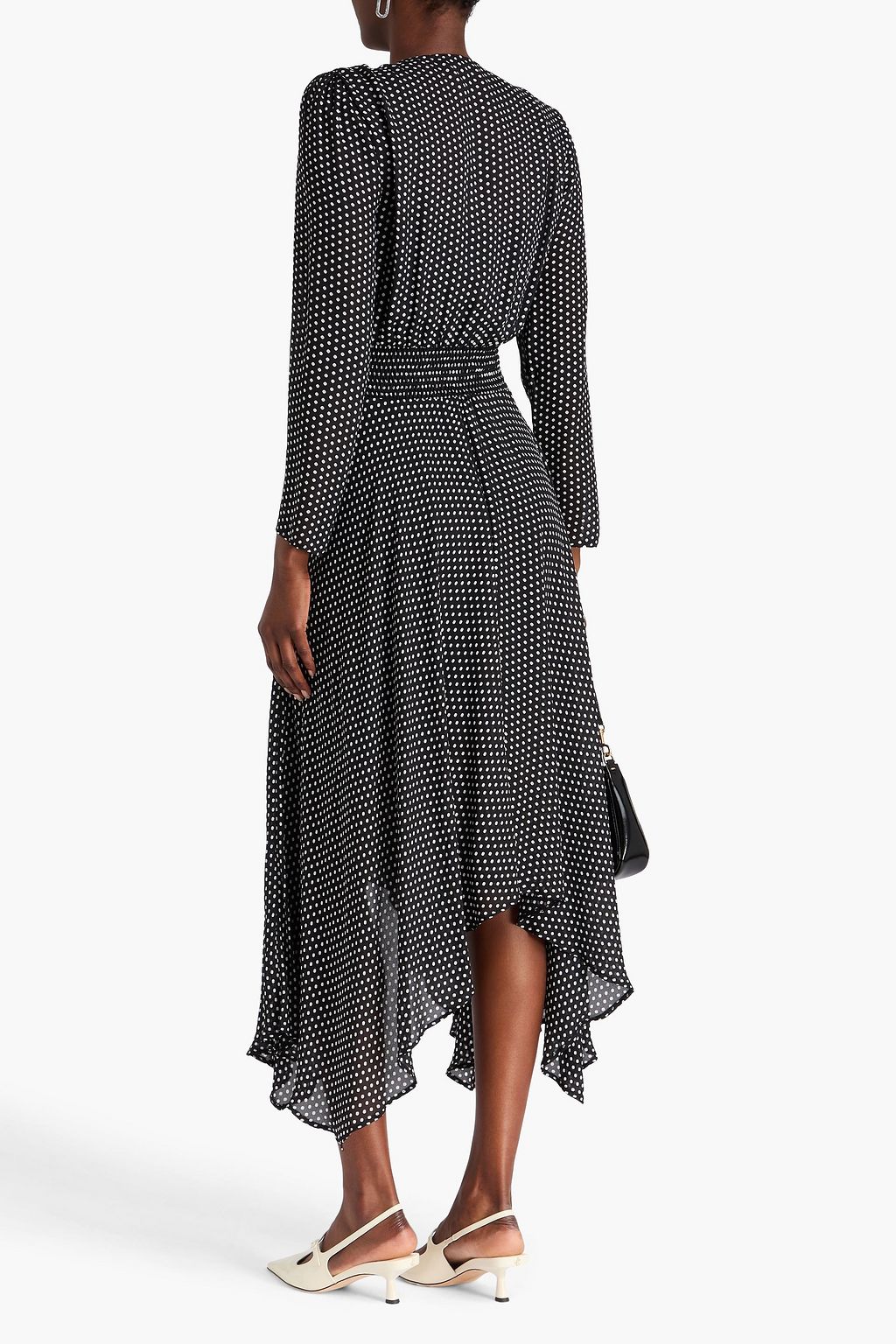 MAJE Wrap-effect polka-dot chiffon midi dress