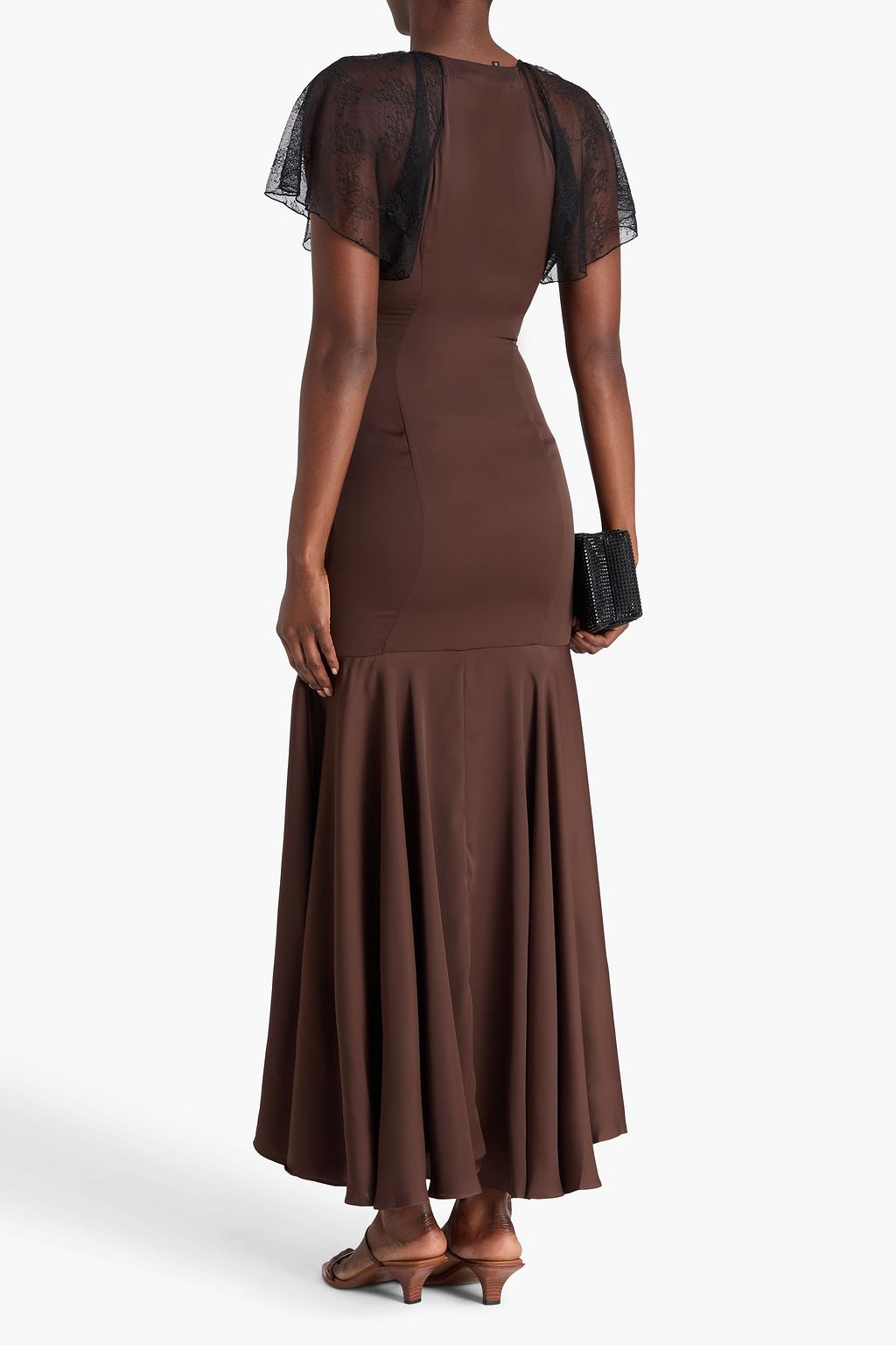 ROTATE BIRGER CHRISTENSEN Maxikleid aus Satin mit Spitzenbesatz