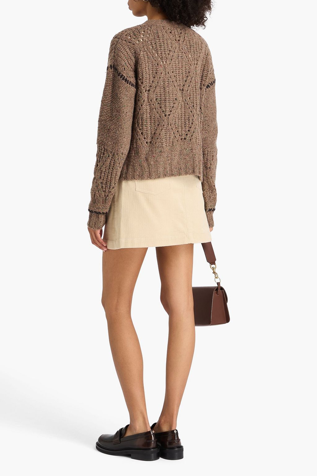AUTUMN CASHMERE كارديغان من الكشمير المغزول بلونين بحبكة بوانتيل