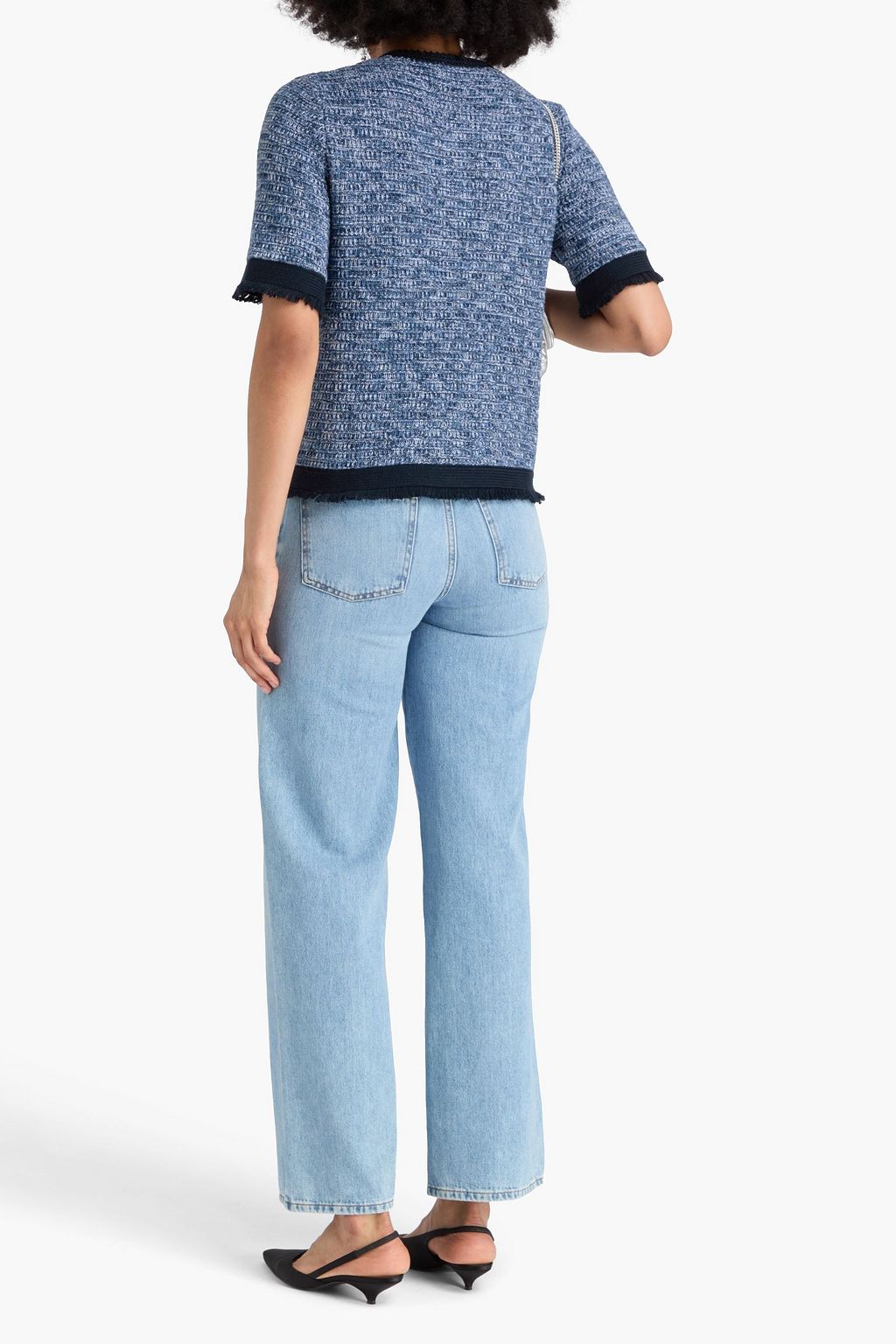 COTTON BY AUTUMN CASHMERE Frayed crochet-knit cotton jacket