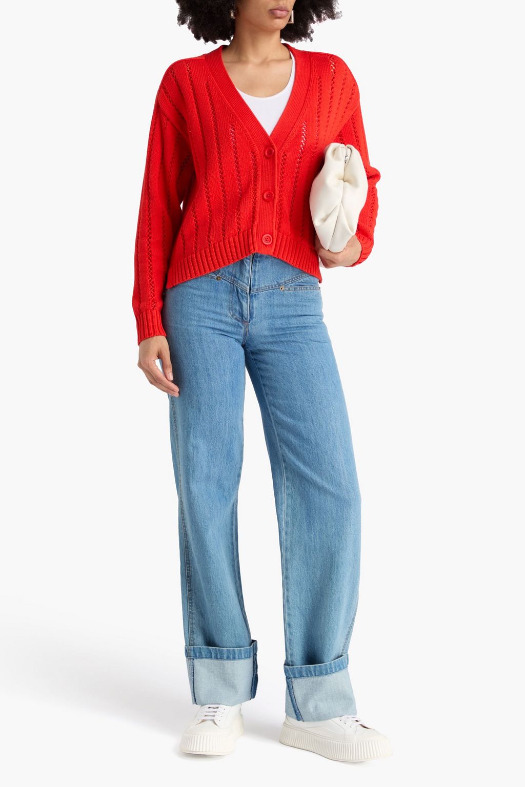 COTTON BY AUTUMN CASHMERE كارديغان من القطن بحبكة بوانتيل