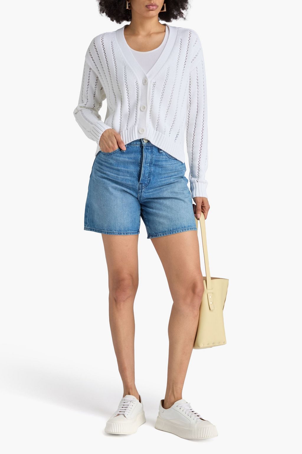 COTTON BY AUTUMN CASHMERE كارديغان من القطن بحبكة بوانتيل