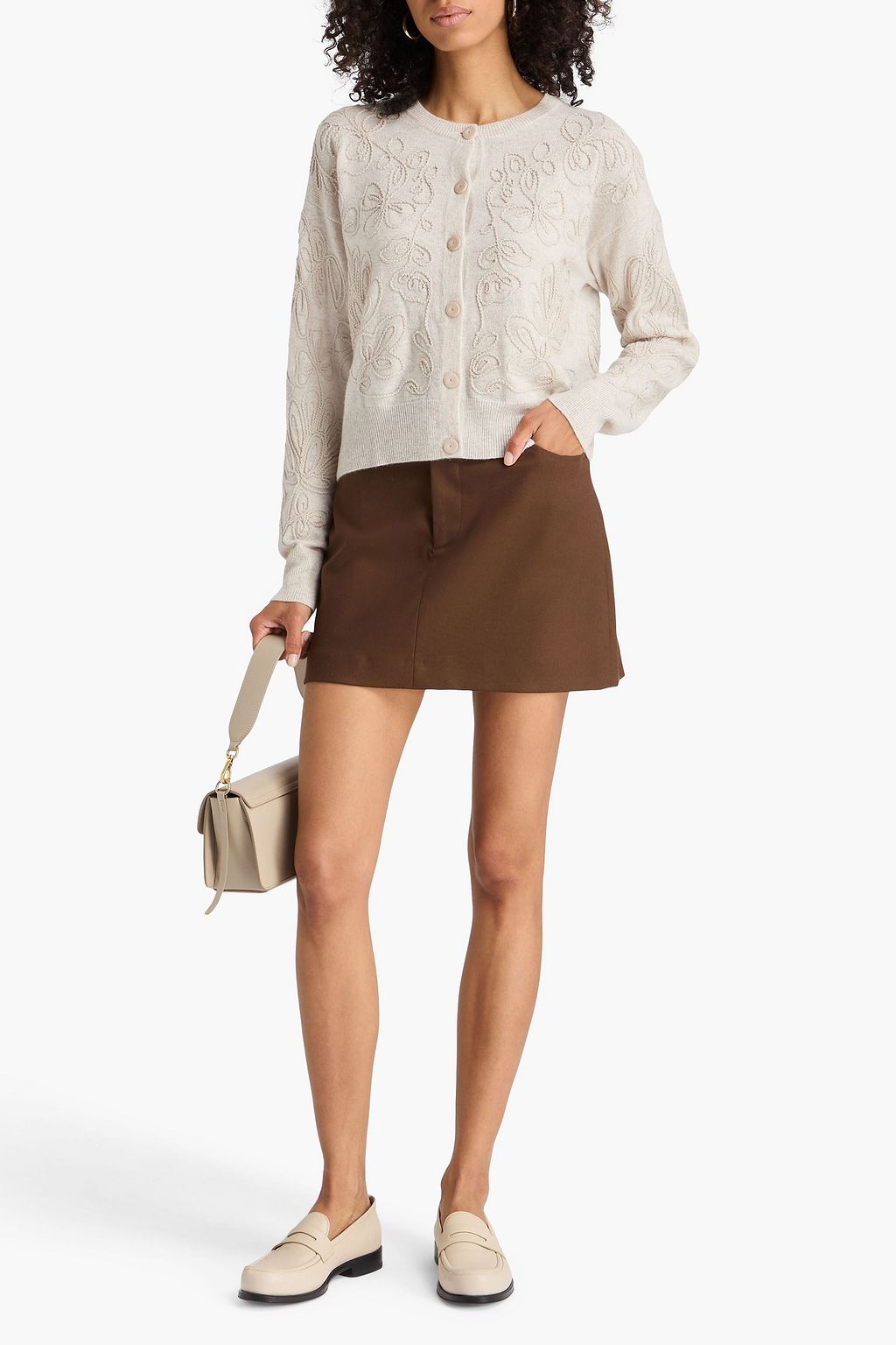 AUTUMN CASHMERE Embroidered cashmere cardigan