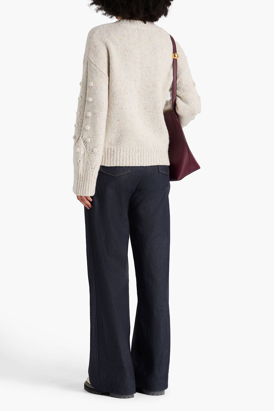  Autumn Cashmere - Melierter Kaschmirpullover Mit Pomponverzierung - Weiß - Xs 