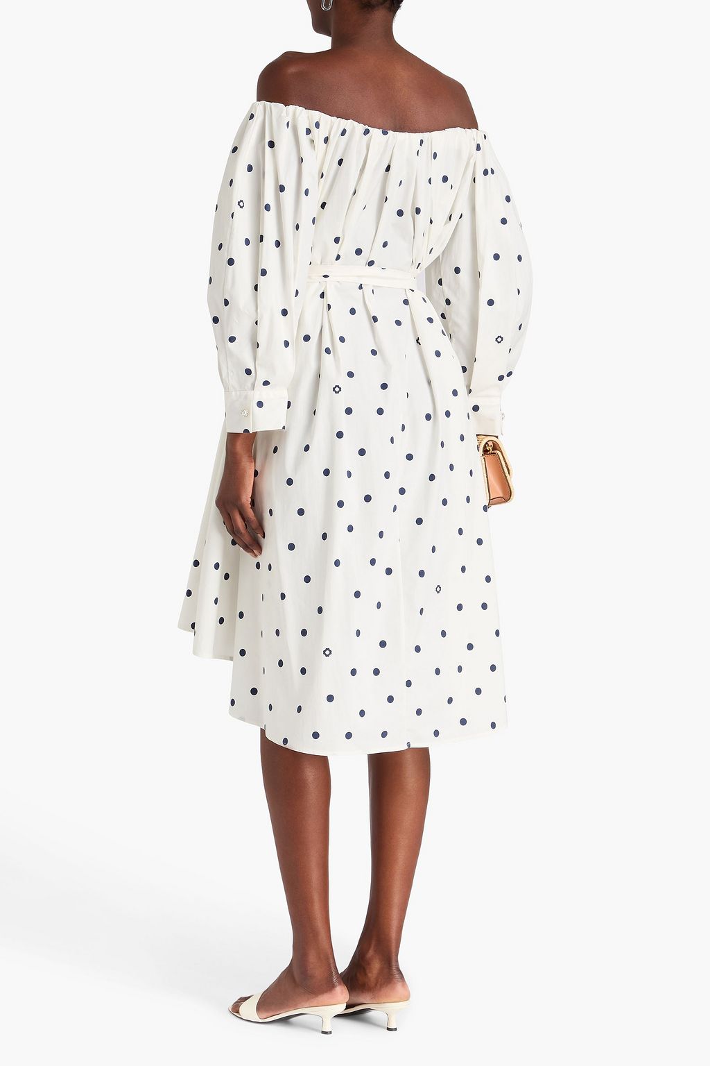 MAJE Polka-dot cotton-blend poplin midi dress