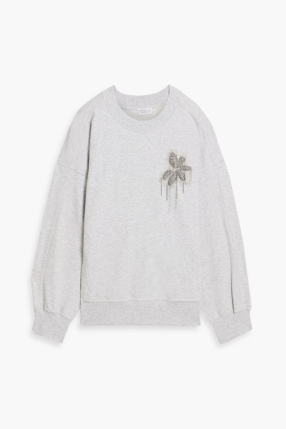 Bead-embellished cotton-blend jersey sweatshirt
