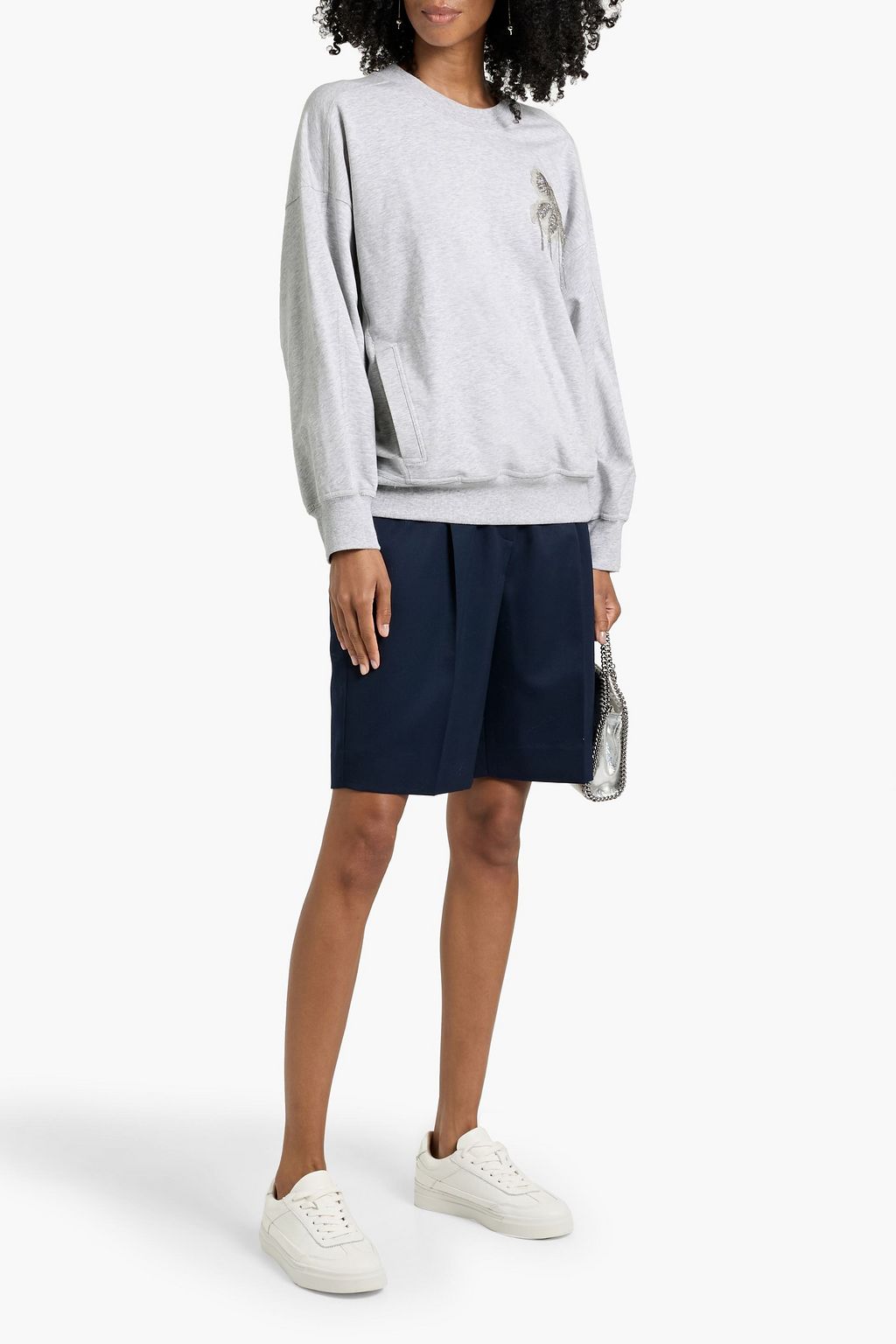 BRUNELLO CUCINELLI Bead-embellished cotton-blend  jersey sweatshirt