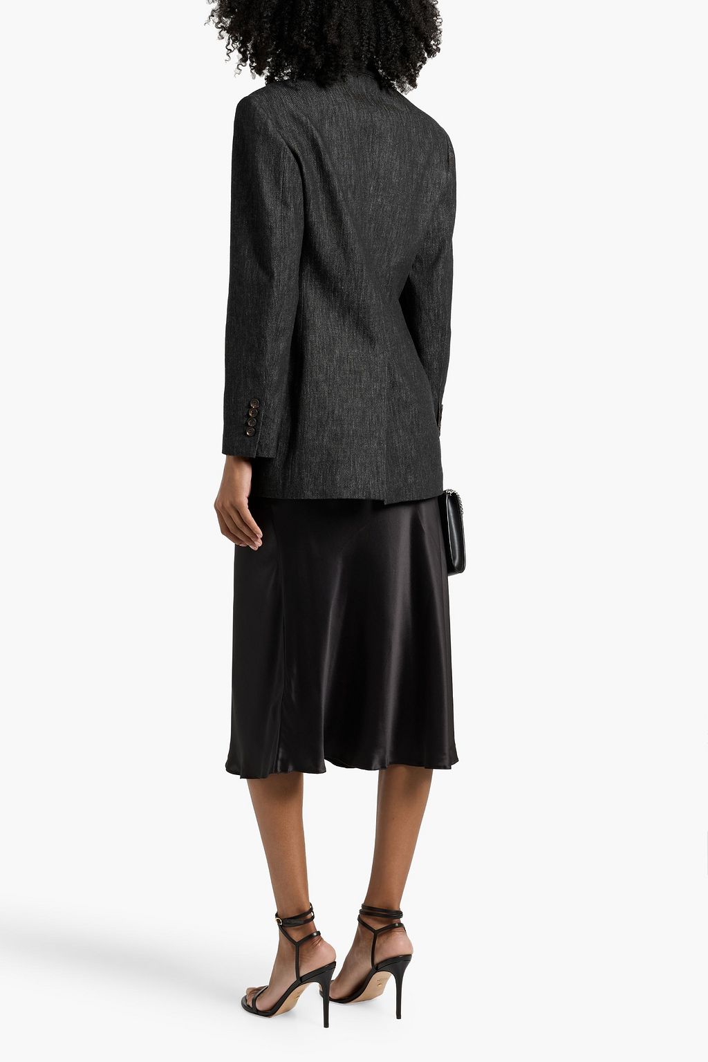 BRUNELLO CUCINELLI Satin-trimmed double-breasted denim blazer