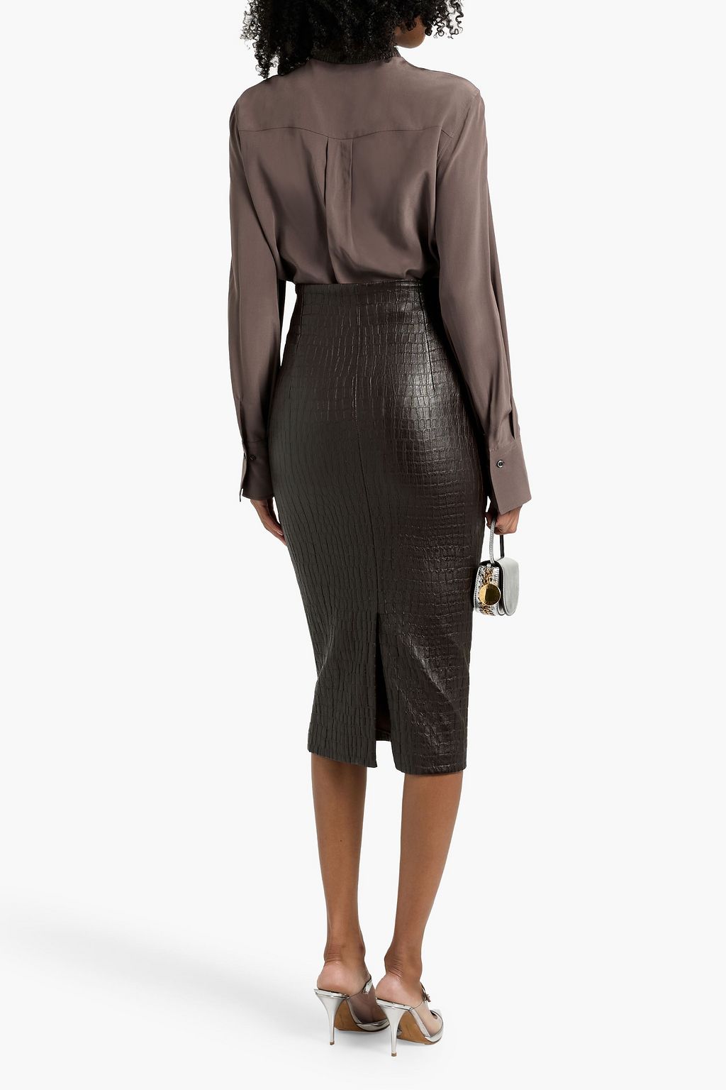 BRUNELLO CUCINELLI Bead-embellished silk crepe de chine blouse