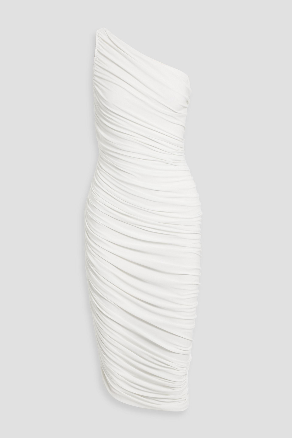 One-shoulder ruched stretch-jersey midi dress
