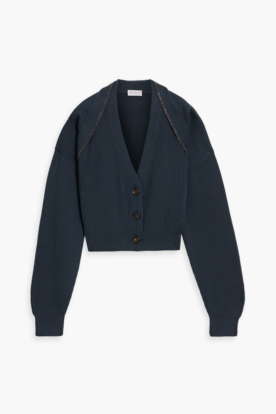 Cropped ribbed cotton cardigan