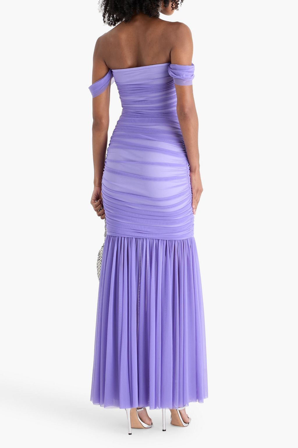 NORMA KAMALI Off-the-shoulder ruched mesh gown