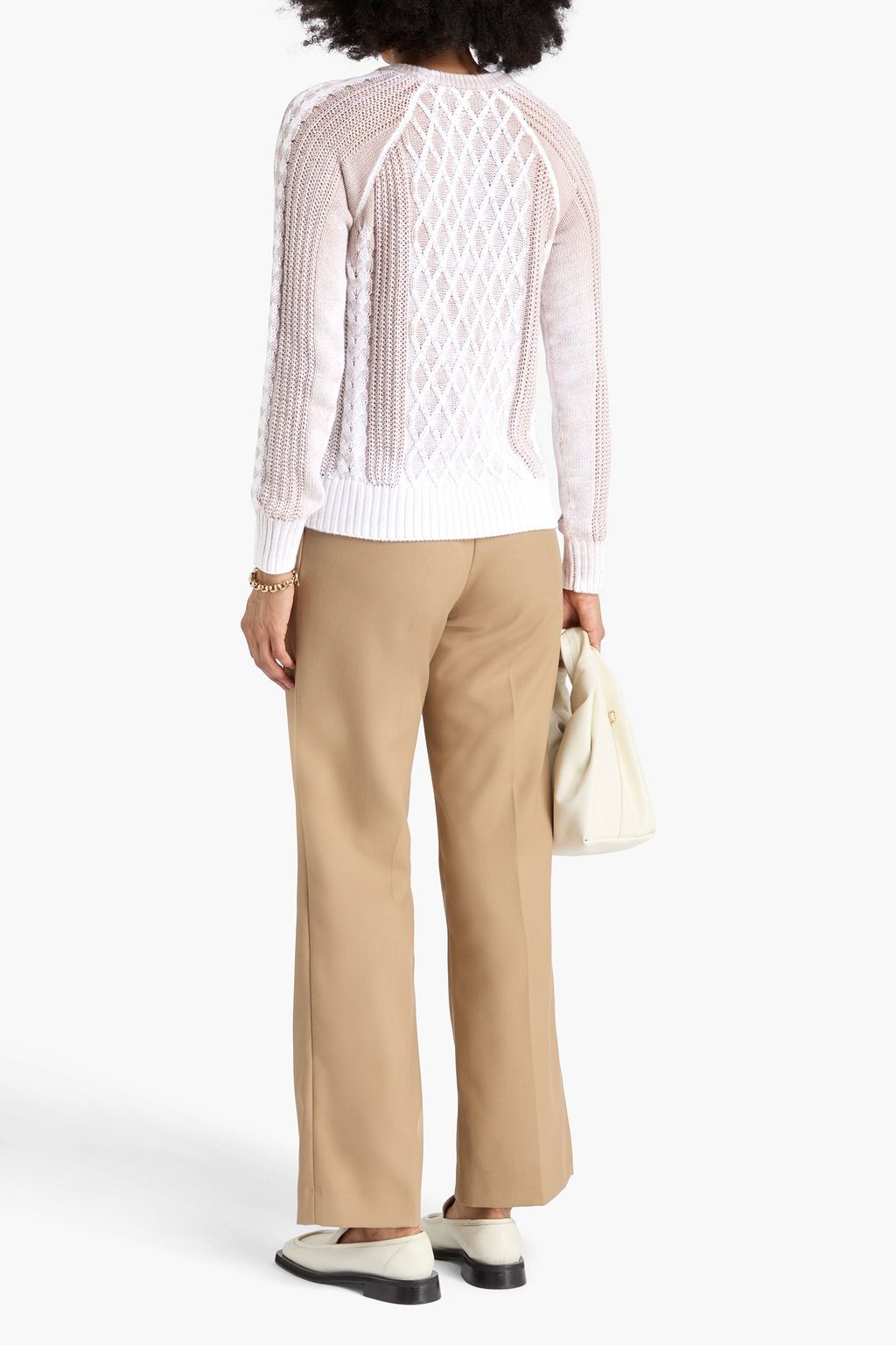 COTTON BY AUTUMN CASHMERE كنزة رياضية من القطن بحبكة مجدولة