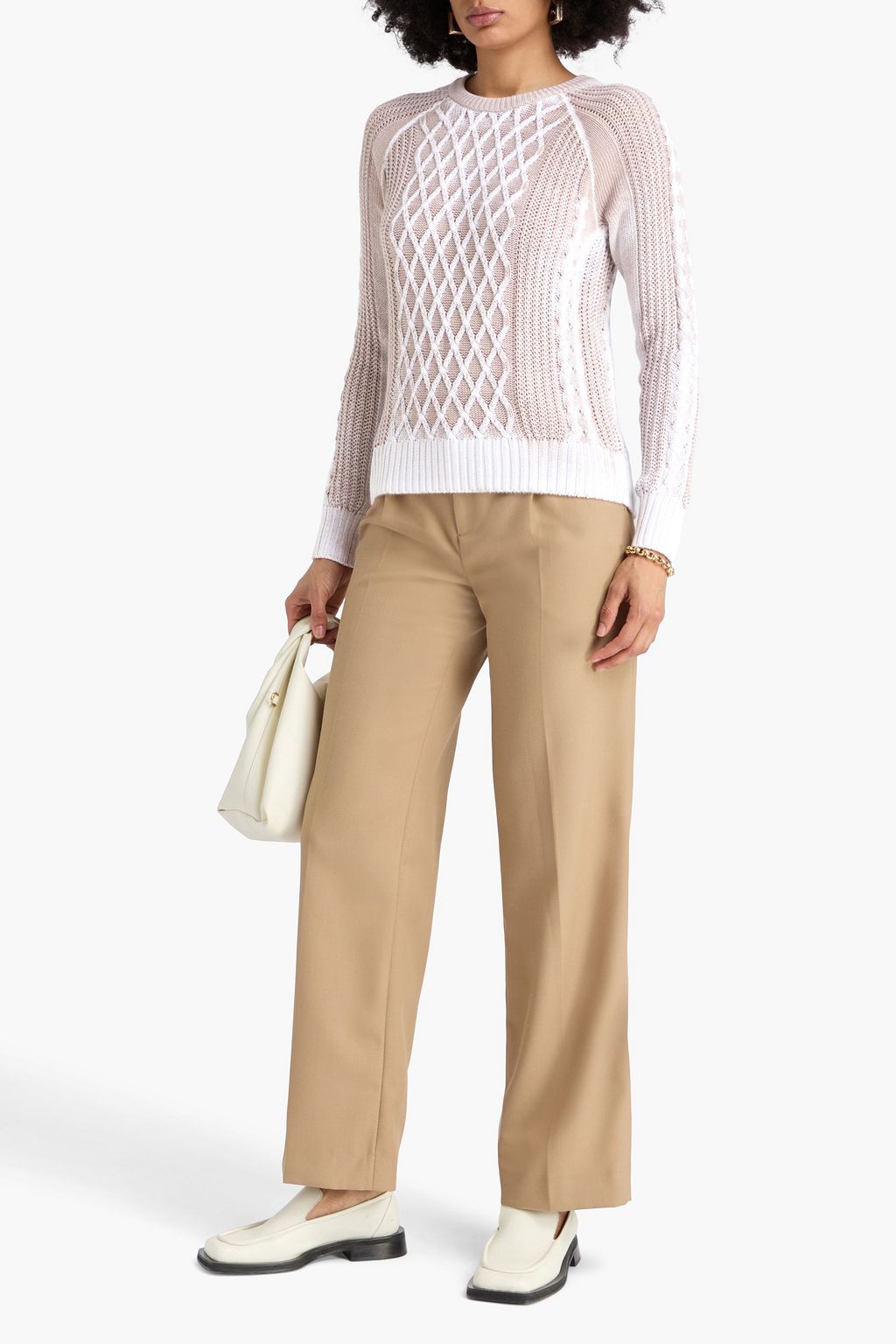 COTTON BY AUTUMN CASHMERE كنزة رياضية من القطن بحبكة مجدولة