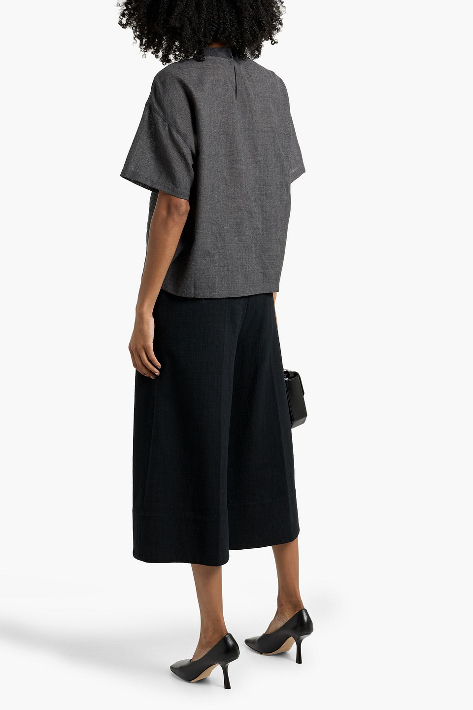 Brunello Cucinelli Bead-embellished Wool Top In Gray