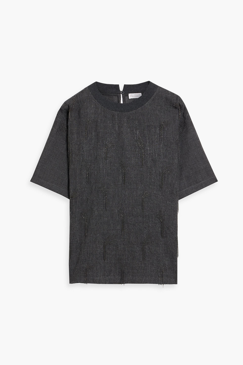 Brunello Cucinelli Bead-embellished Wool Top In Gray