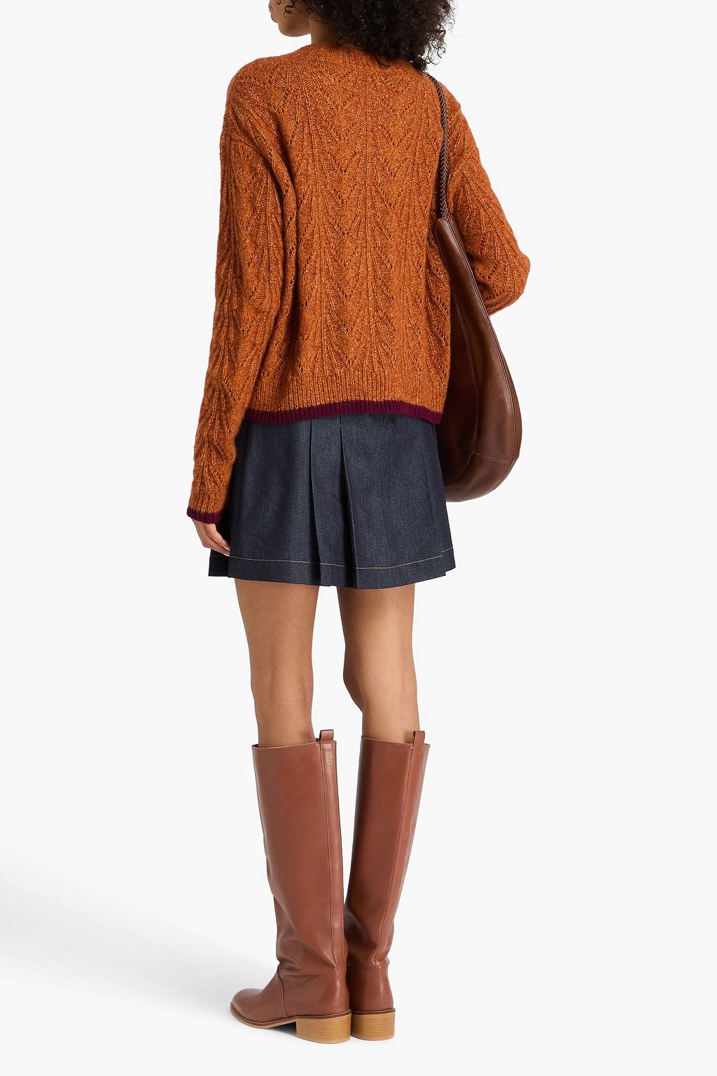AUTUMN CASHMERE Pointelle-knit cashmere and silk-blend sweater