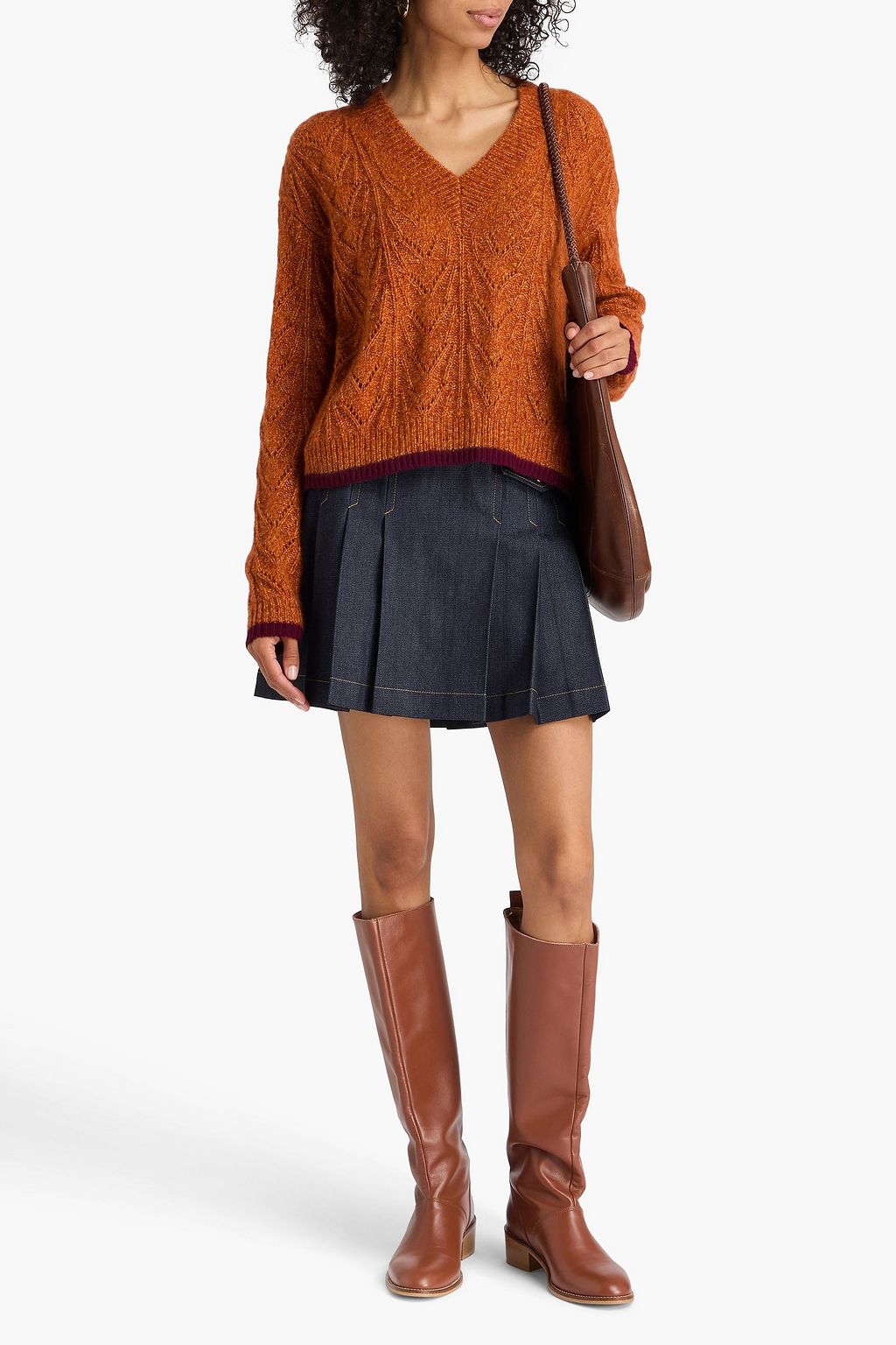 AUTUMN CASHMERE Pointelle-knit cashmere and silk-blend sweater