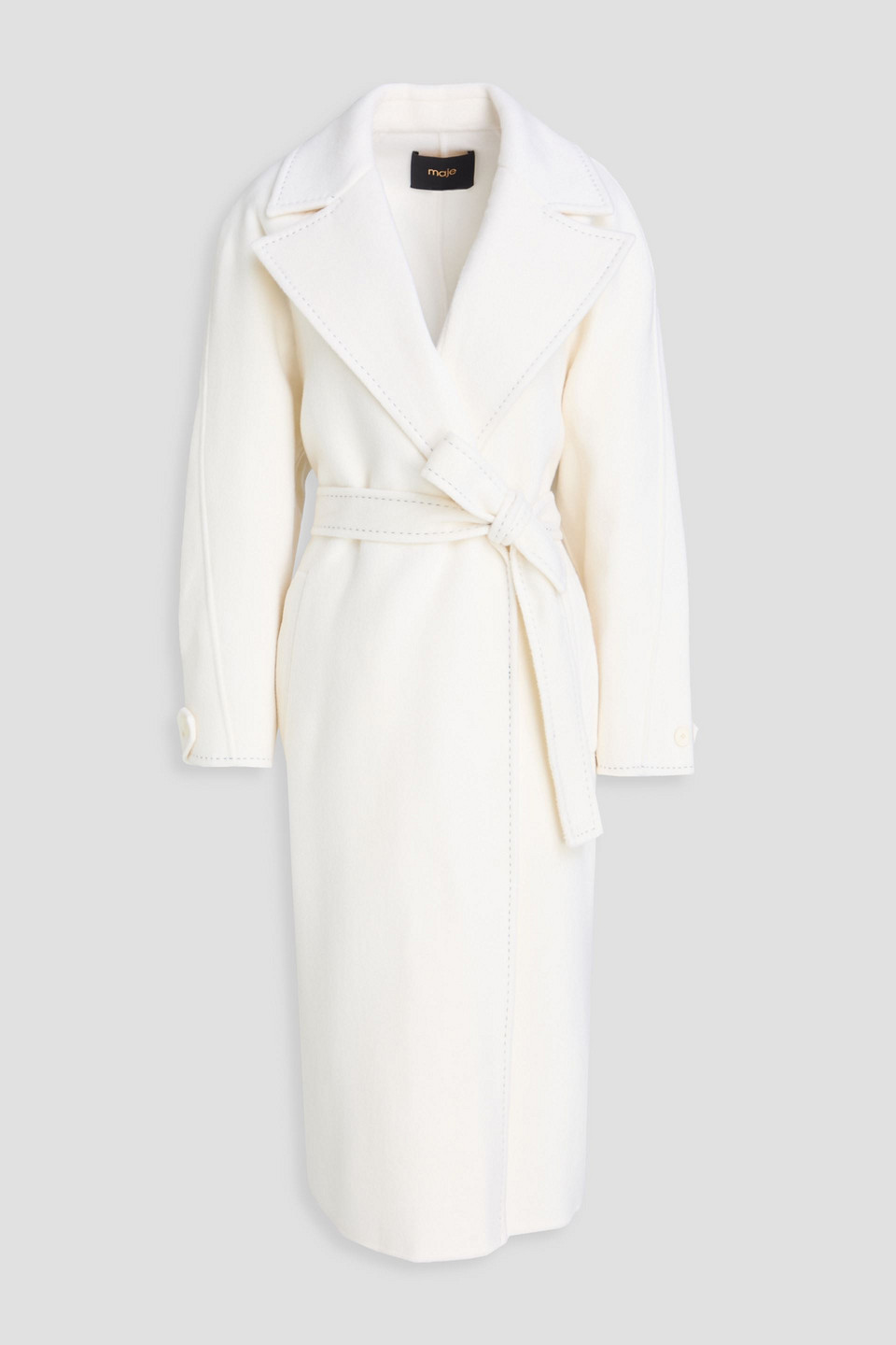 Maje Wool-blend Felt Coat In White
