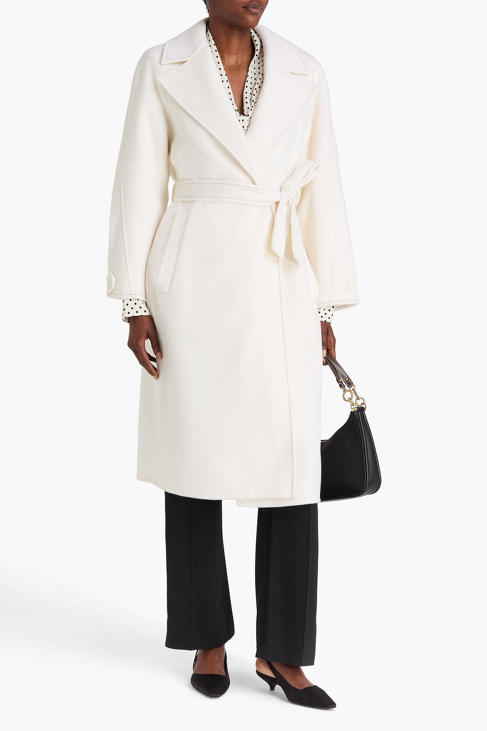 Maje Wool-blend Felt Coat In White