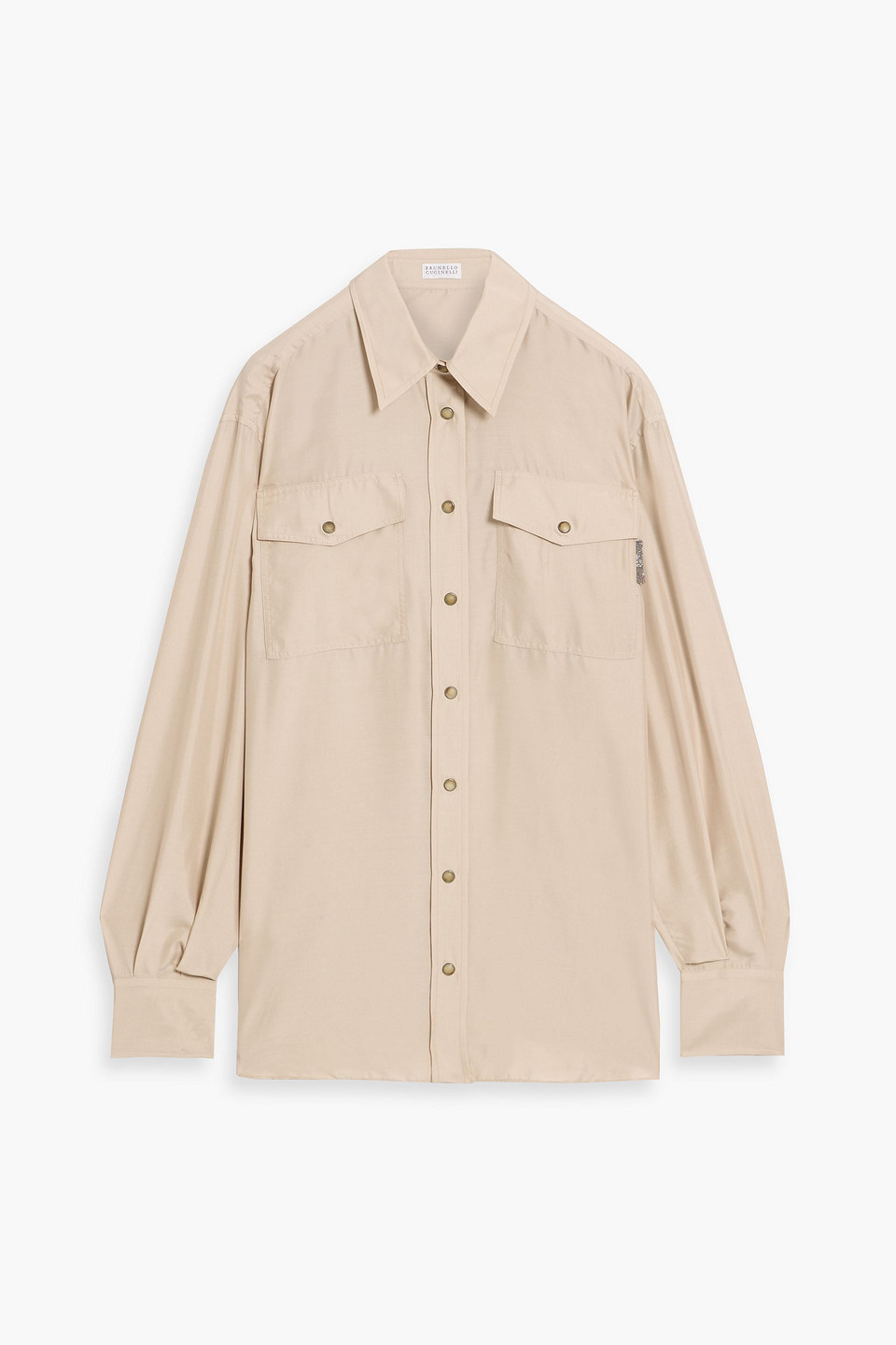 Bead-embellished silk shirt