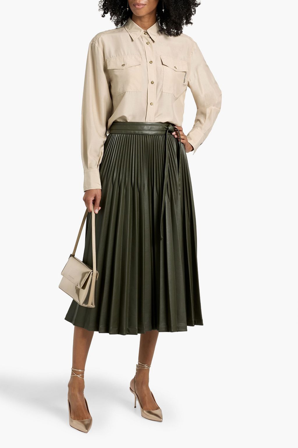 BRUNELLO CUCINELLI Bead-embellished silk shirt
