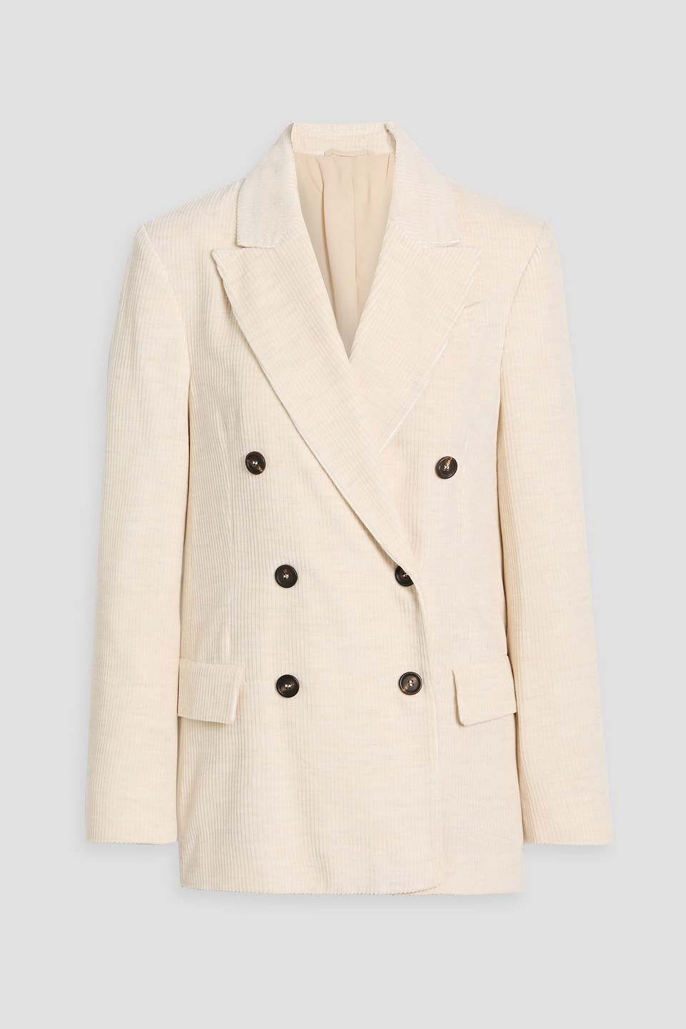 Brunello Cucinelli Double-breasted Corduroy Blazer In Sand