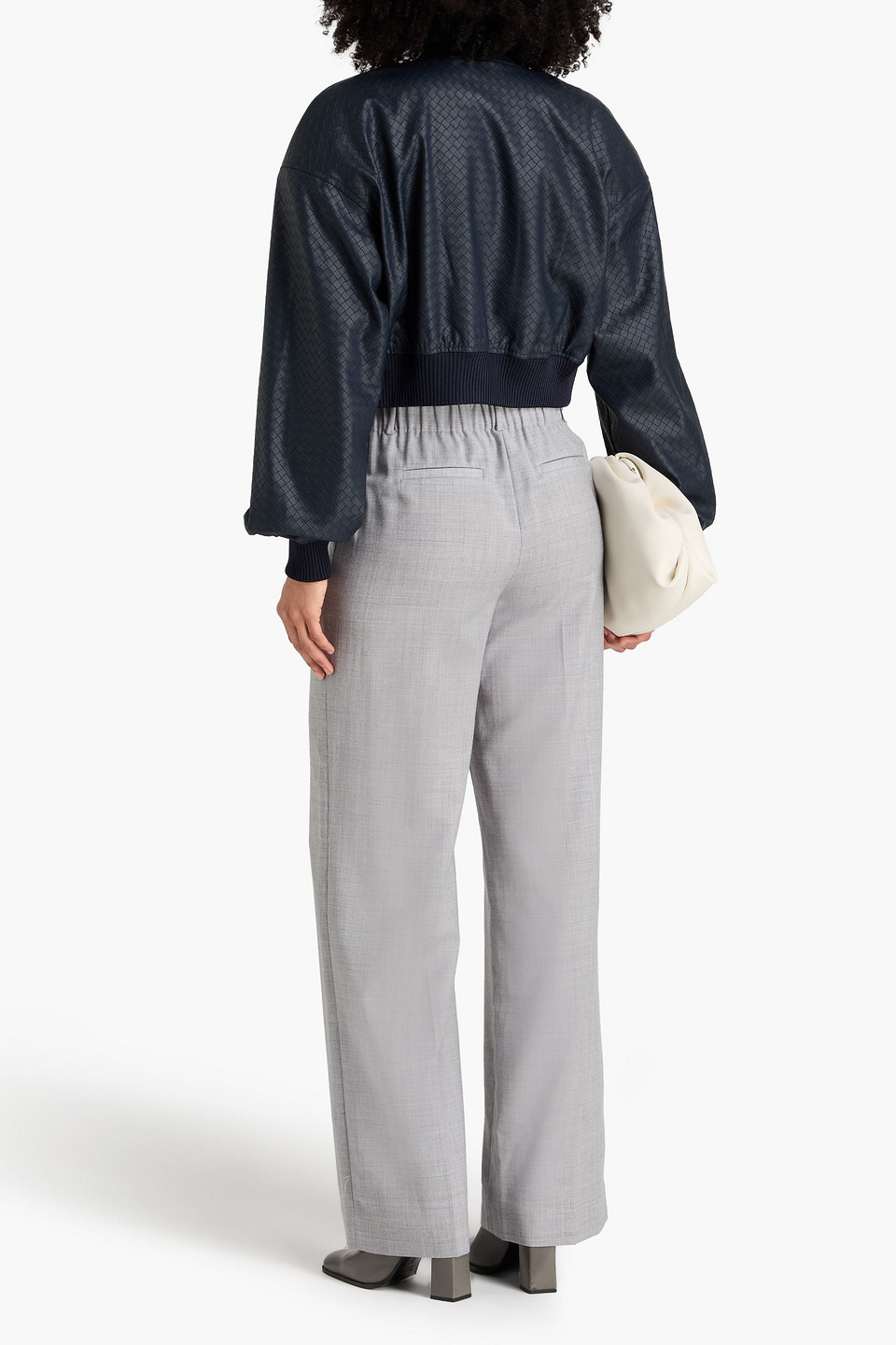  Rotate Birger Christensen - Cropped Bomber Jacket - Blue - De 40 