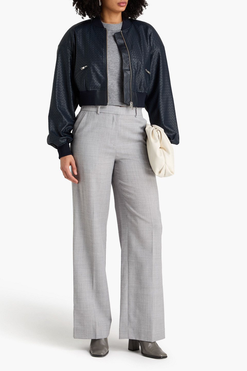  Rotate Birger Christensen - Cropped Bomber Jacket - Blue - De 40 
