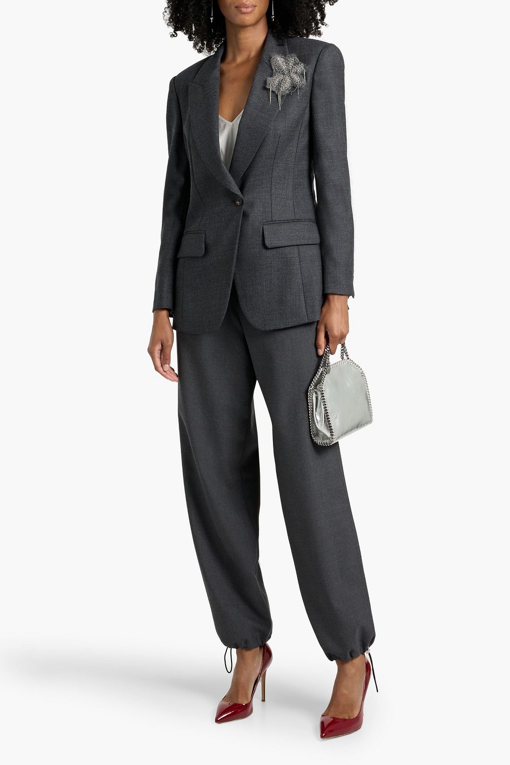 BRUNELLO CUCINELLI Bead-embellished wool and cotton-blend blazer