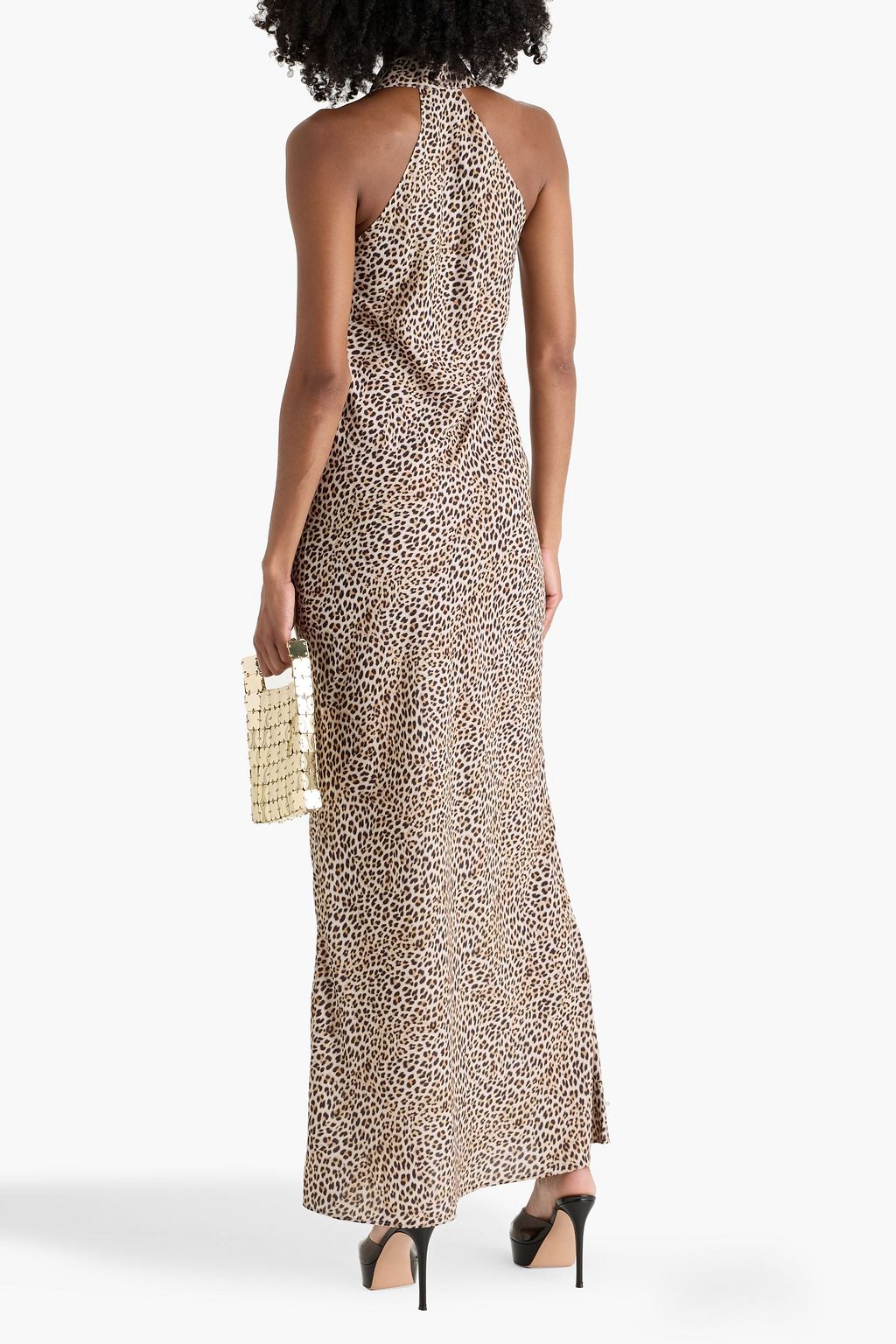 NORMA KAMALI Draped leopard-print crepe de chine maxi dress