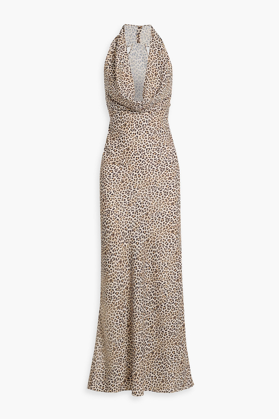 Norma Kamali Draped Leopard-print Crepe De Chine Maxi Dress In Neutral