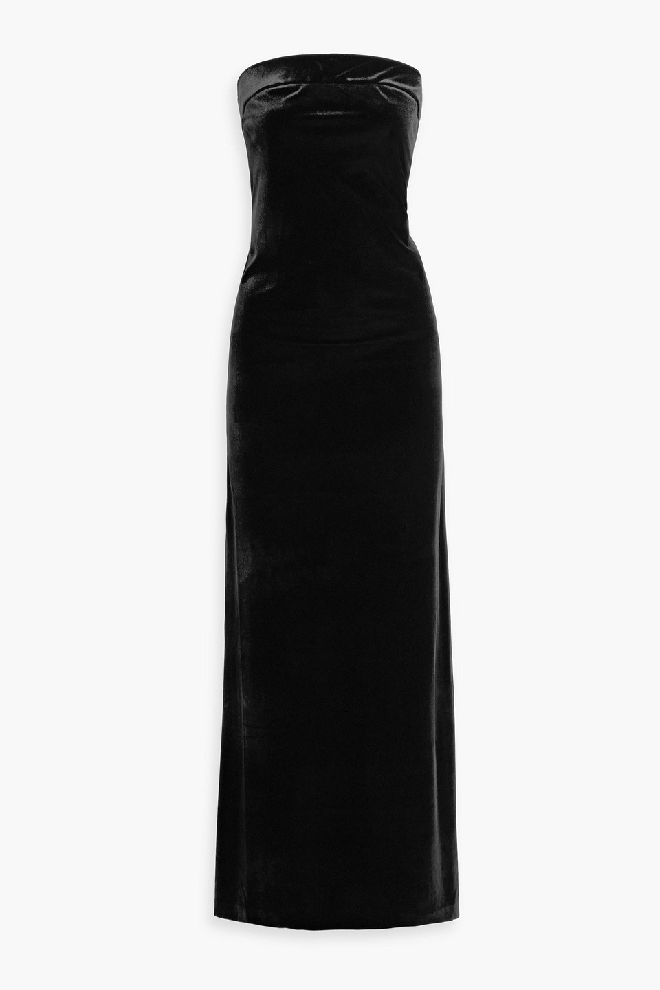 Strapless velvet maxi dress