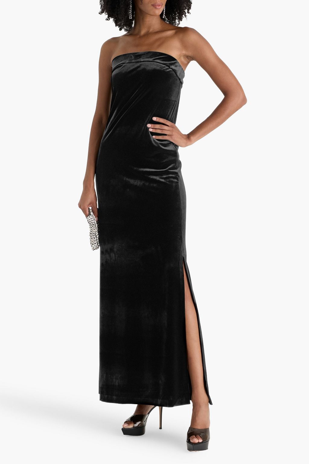 NORMA KAMALI Strapless velvet maxi dress