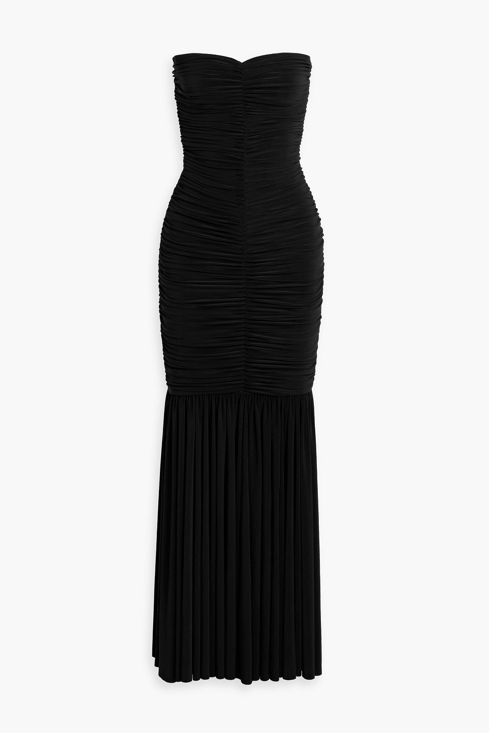 Strapless ruched stretch-jersey gown