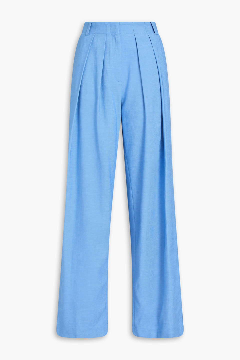 maje - pleated crepe wide-leg pants - blue - fr 40
