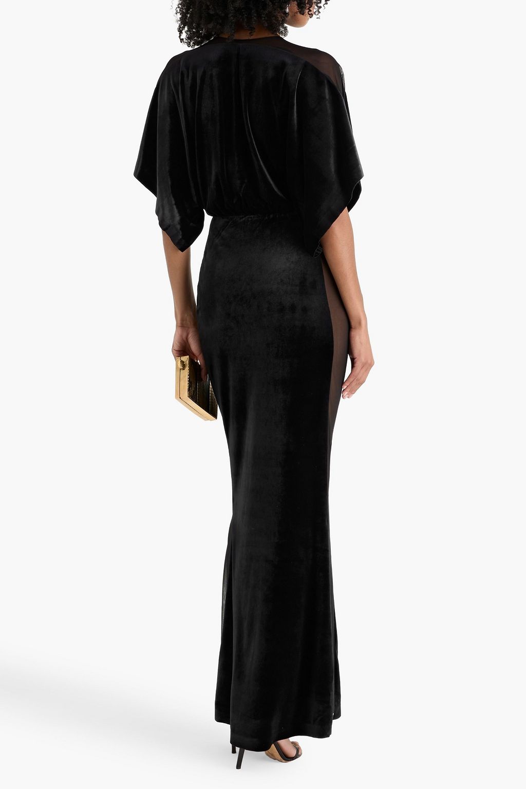 NORMA KAMALI Obie tulle-trimmed velvet gown