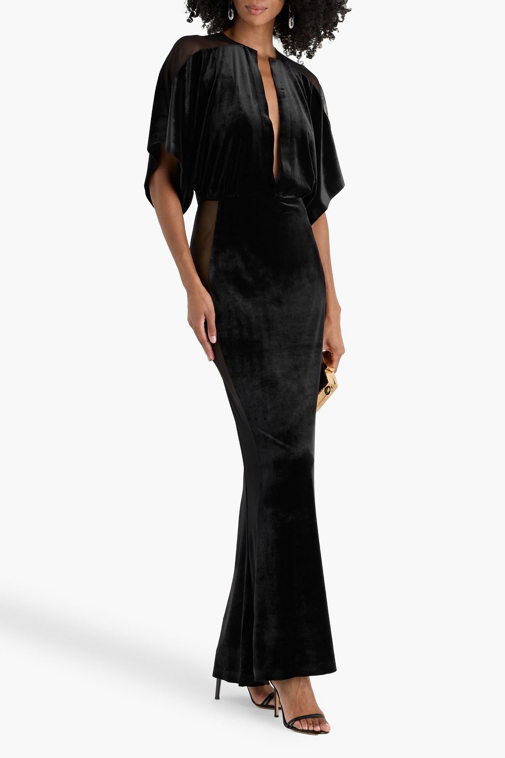 NORMA KAMALI Obie tulle-trimmed velvet gown