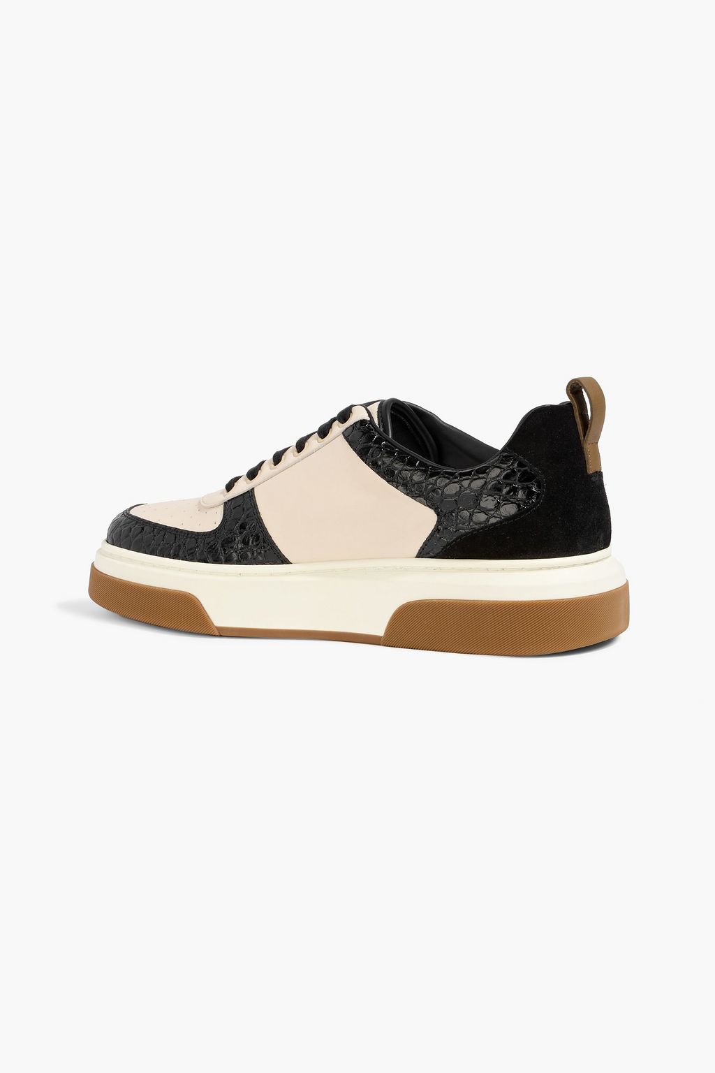 FERRAGAMO Cassina smooth and croc-effect leather sneakers