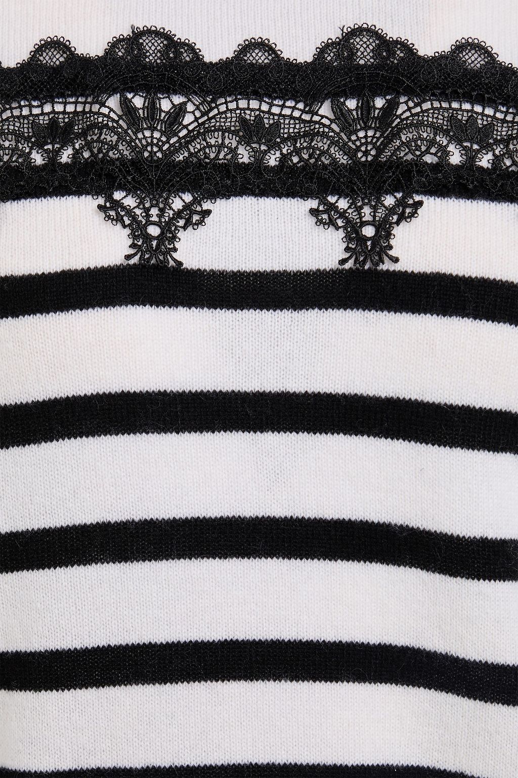 AUTUMN CASHMERE كنزة رياضية من الكشمير بحواف من الدانتيل بتصميم مخطط