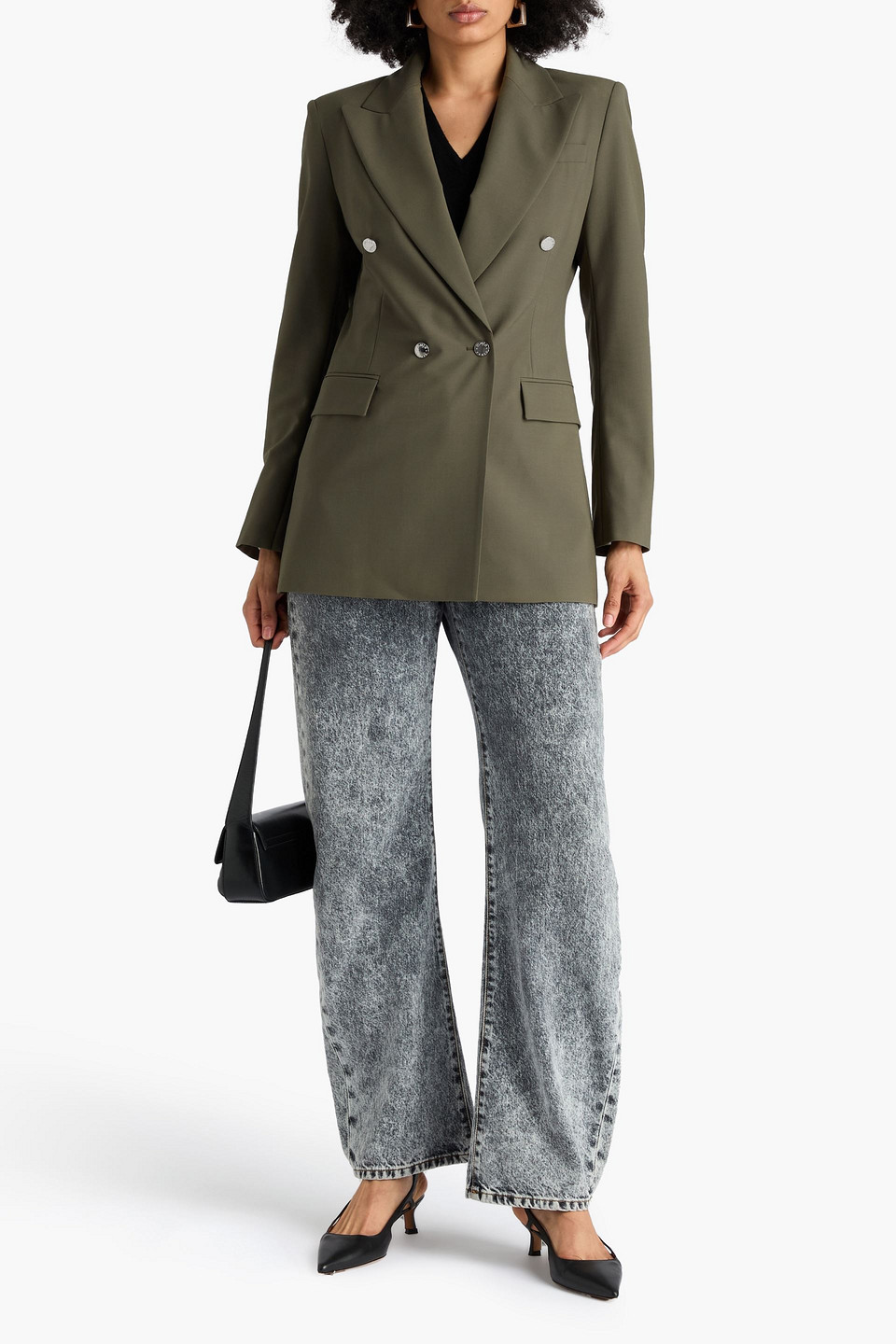  Maje - Double-breasted Crepe Blazer - Green - Fr 36 