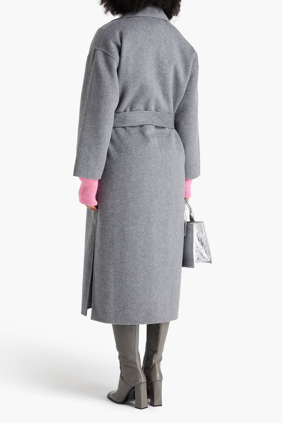 Maje Wool-blend Felt Coat In Blue
