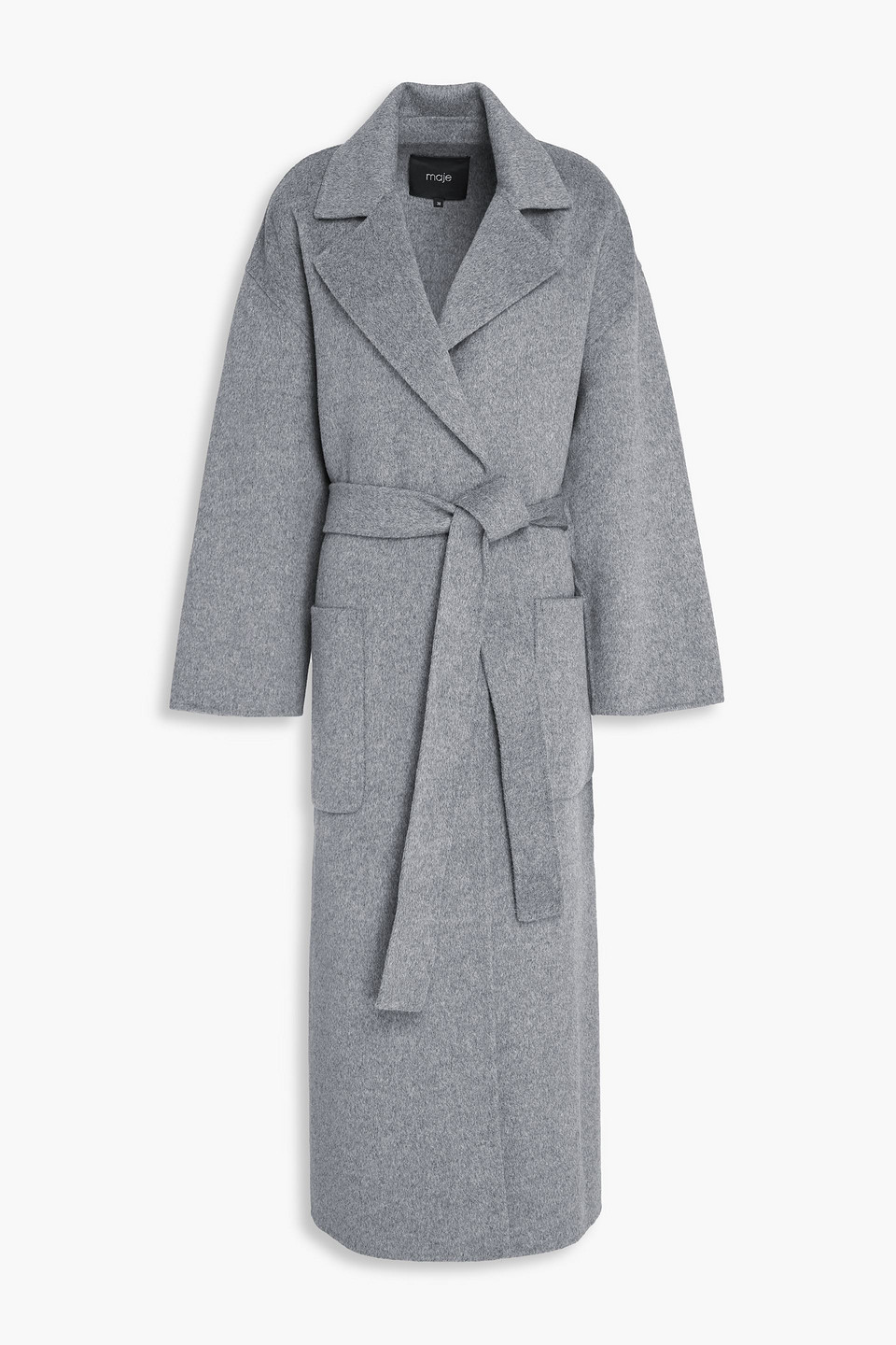 maje - wool-blend felt coat - gray - fr 38
