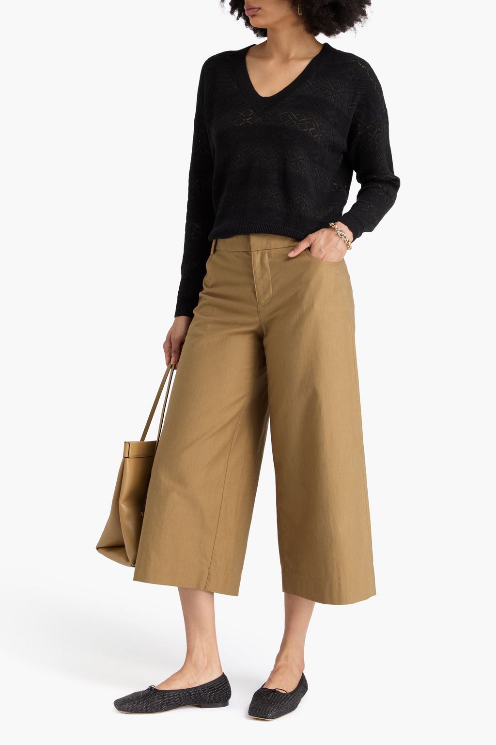 COTTON BY AUTUMN CASHMERE Pointelle-knit cotton sweater