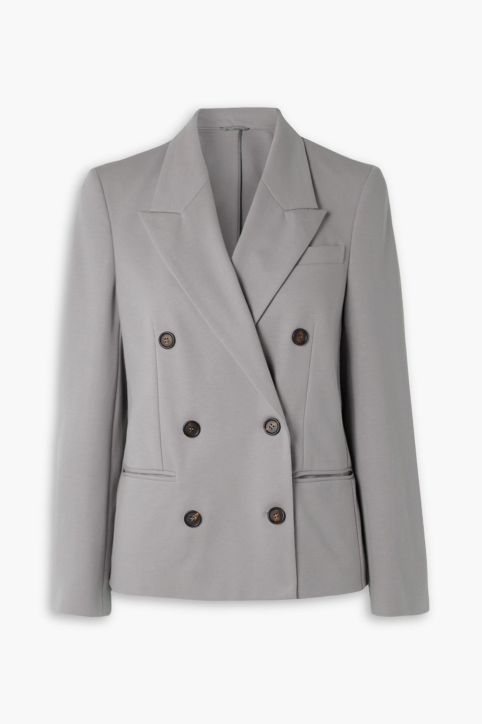 Brunello Cucinelli Double-breasted Cotton-blend Blazer In Gray